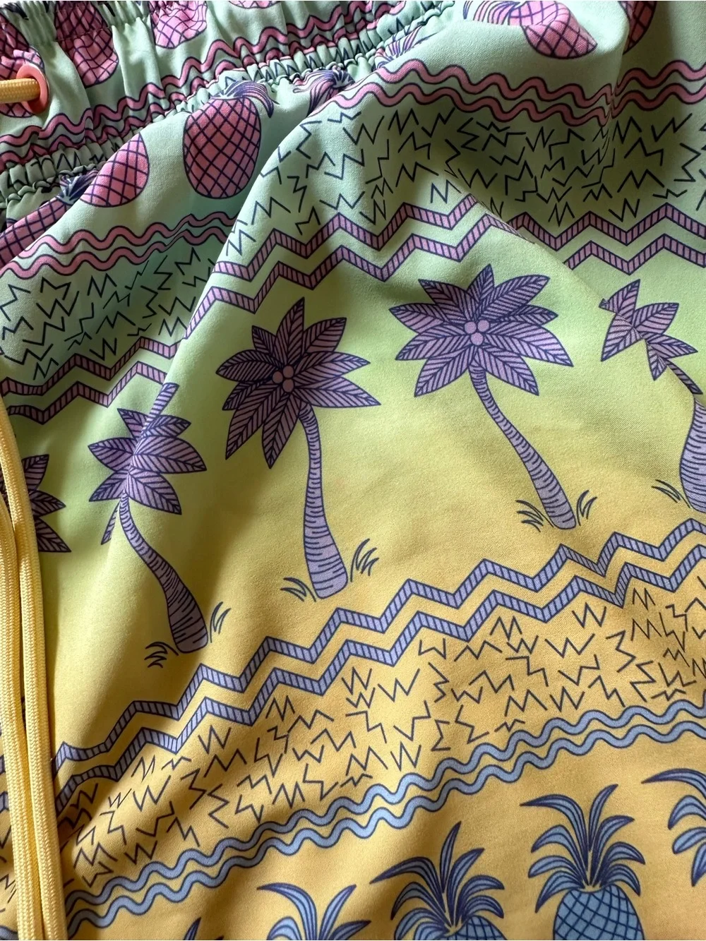Caribbean Pineapple palm Tree Tropical Swim Trunks